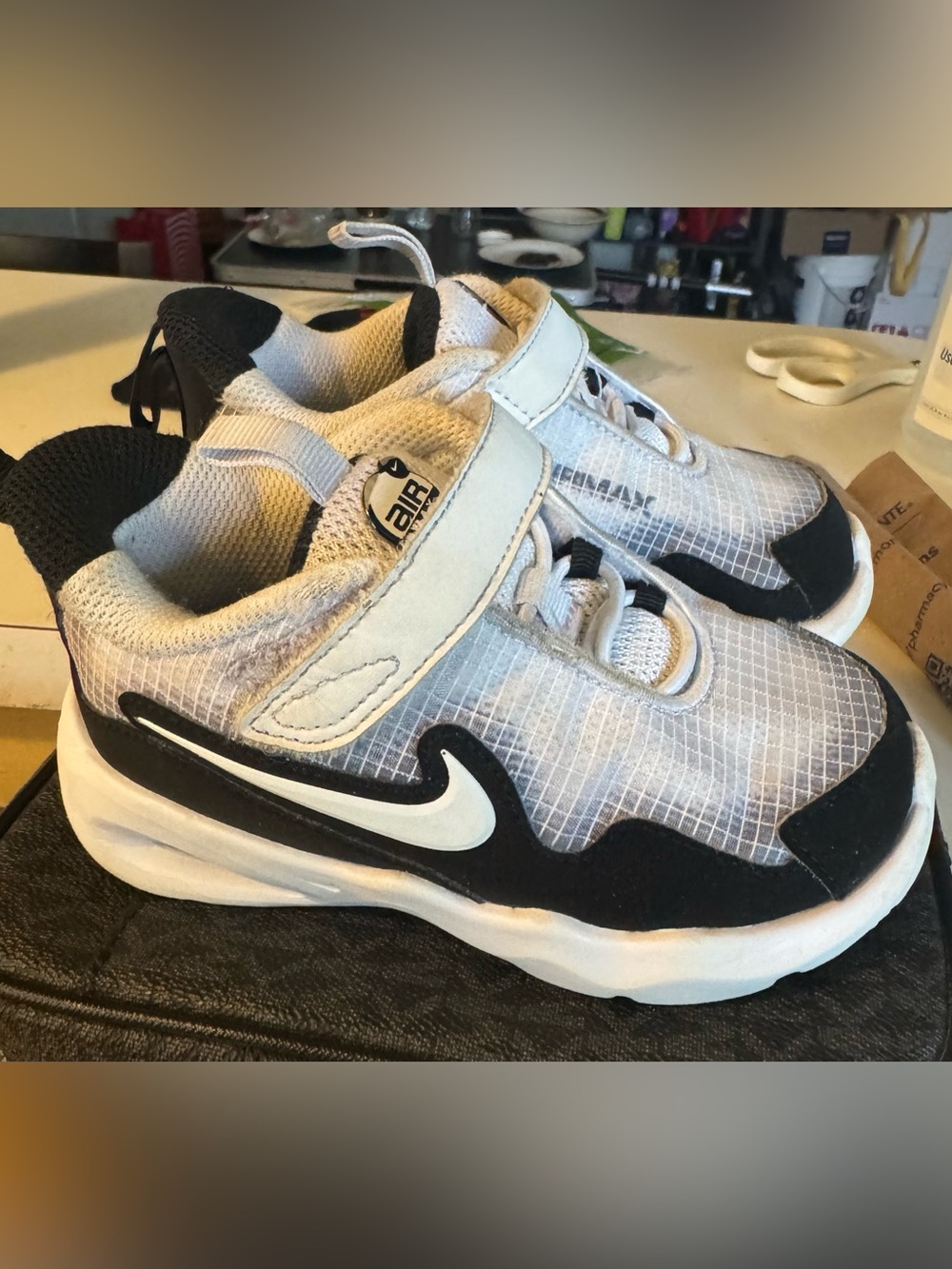 Nike White and Black Velcro Sport Sneakers